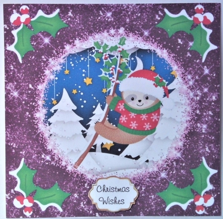 3 Purple Christmas sloth card fronts/toppers 3 by Hazel Underwood