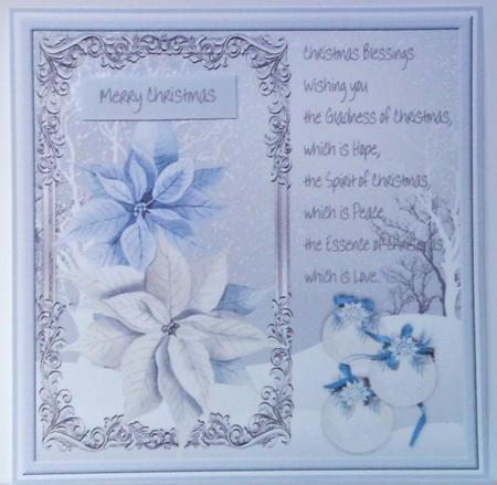 Poinsettia and baubles 7x7 card by Hazel Underwood