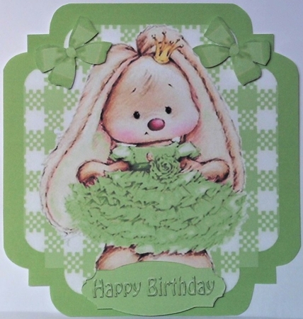  4 Cute bunnies in ballerina dresses with bows card fronts 7x7 mini kit by Hazel Underwood