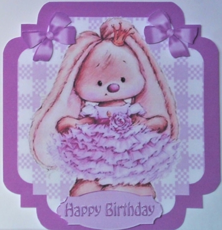  4 Cute bunnies in ballerina dresses with bows card fronts 7x7 mini kit by Hazel Underwood