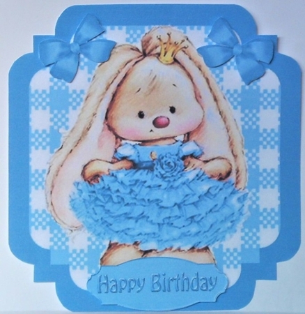  4 Cute bunnies in ballerina dresses with bows card fronts 7x7 mini kit by Hazel Underwood