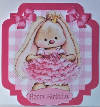 4 Cute bunnies in ballerina dresses with bows card fronts 7x7 mini kit by Hazel Underwood