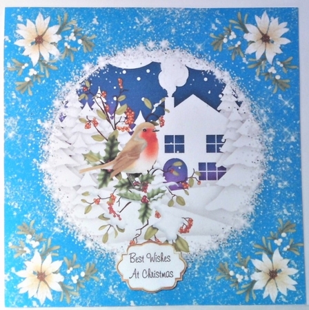 3 Blue Christmas robin card fronts/toppers by Hazel Underwood