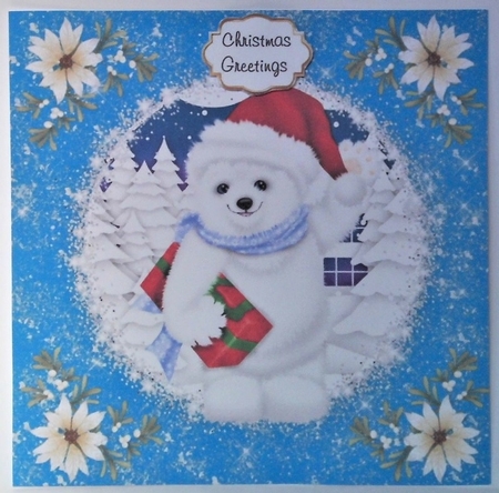 3 Polar bear Christmas card fronts/toppers by Hazel Underwood