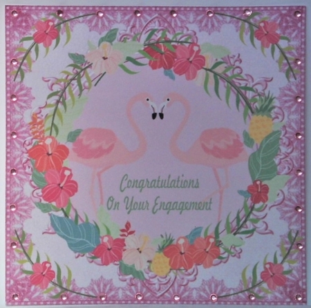 3 Flamingo Engagement card fronts/toppers by Hazel Underwood