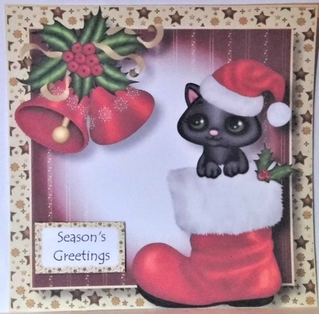 Christmas Puss In Boots 8x8 by Hazel Underwood