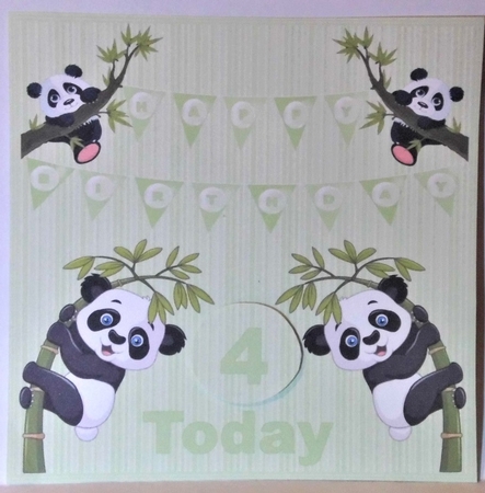 8 x 8 Panda quick card front by Hazel Underwood