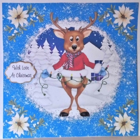 3 Christmas reindeer card fronts/toppers by Hazel Underwood