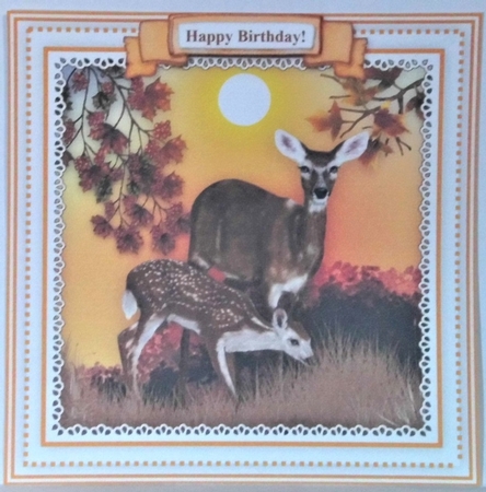 Autumn Sunset Deer - Card Topper To Fit 8 x 8 Comfortably by Hazel Underwood