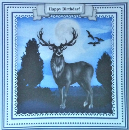 Winter Stag  - Card Topper To Fit An 8 x 8 Comfortably by Hazel Underwood
