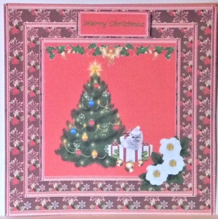 8 x 8 Christmas tree quick card front by Hazel Underwood