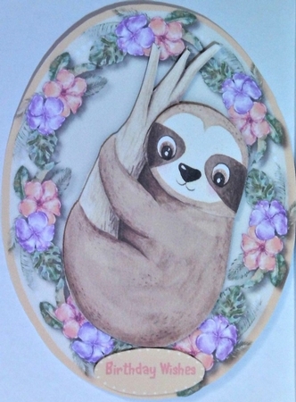 Sloth in a Oval Frame   by Hazel Underwood