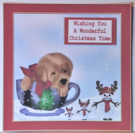 Christmas Pup in A cup by Hazel Underwood