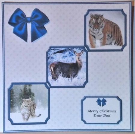 8 x 8 animals in the snow quick card front by Hazel Underwood