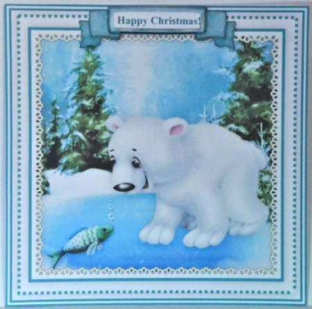 Christmas Polar Bear - Square Card Topper With Family Greetings Tags by Hazel Underwood