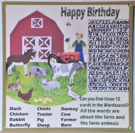 BIRTHDAY  ON THE FARM WORDSEARCH by Hazel Underwood
