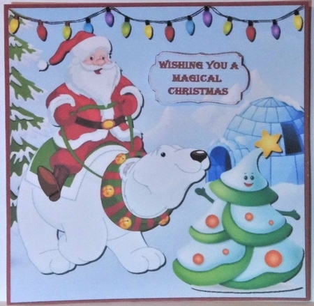 Santa rides a Polar Bear by Hazel Underwood