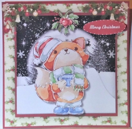 Cute Fox with Holly by Hazel Underwood