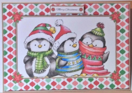 Cute Penguin Trio (Card Three) by Hazel Underwood