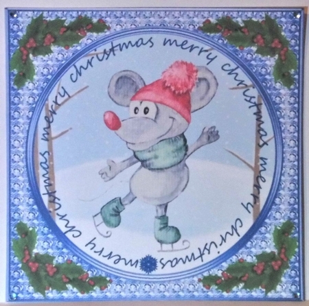 3 Ice skating mouse card fronts/toppers by Hazel Underwood