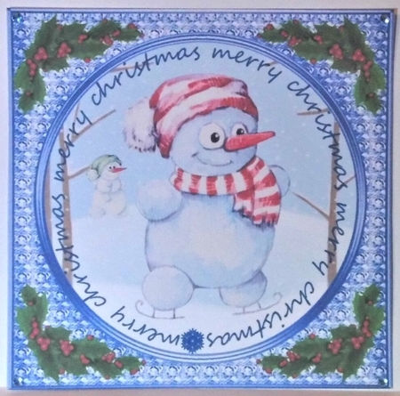 3 Ice skating snowman card fronts/toppers by Hazel Underwood