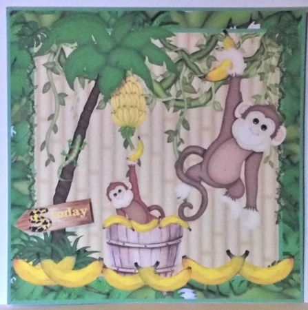 Little monkey age Birthday card front by Hazel Underwood