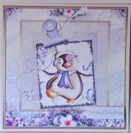 Dancing penguin 6x6 card by Hazel Underwood