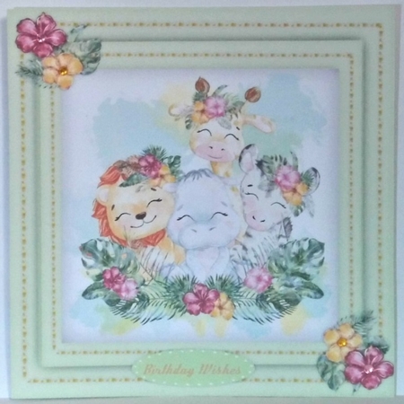 4 , Lovely card Fronts ,Safari Friends  by Hazel Underwood