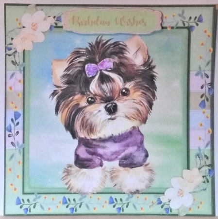 Adorable Yorkie   Pup with Bow by Hazel Underwood
