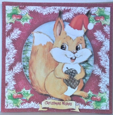 Cute Squirrel  in a Christmas Hat  by Hazel Underwood