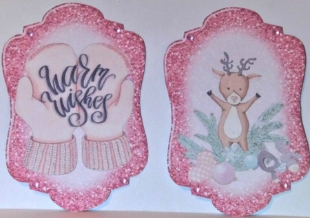4 Pink Christmas themed toppers by Hazel Underwood