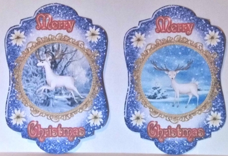 4 White Christmas stag toppers by Hazel Underwood