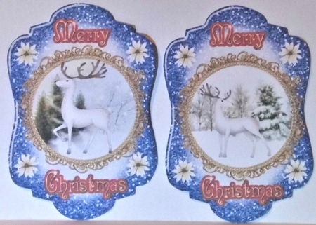 4 White Christmas stag toppers by Hazel Underwood