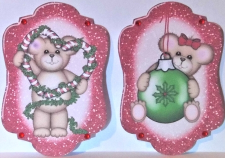 4 Red Christmas critter toppers by Hazel Underwood