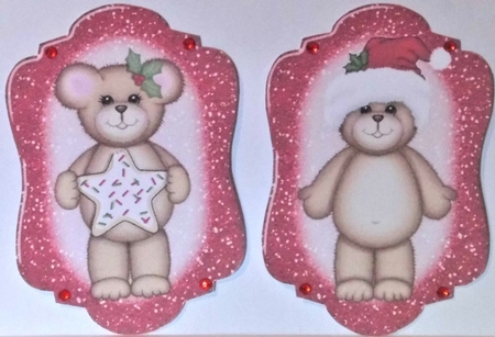4 Red Christmas critter toppers by Hazel Underwood