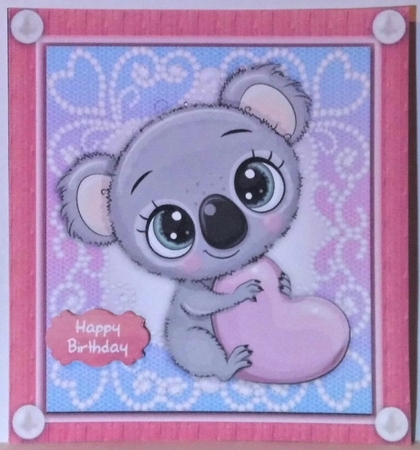 Beautiful Grey Koala With Love Heart 8x8 by Hazel Underwood