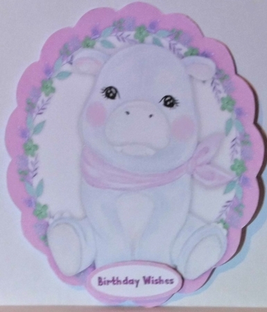 Hippo in a Scalloped Frame  by Hazel Underwood