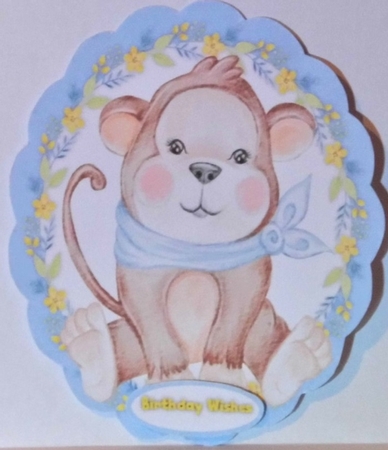 Monkey in a Scalloped Frame  by Hazel Underwood