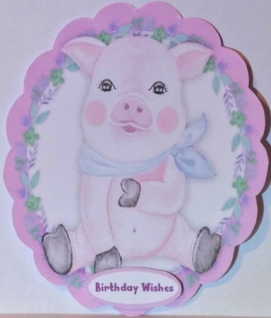 Pig in a Scalloped Frame  by Hazel Underwood