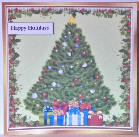 Lovely traditional christmas tree with presents 8x8 by Hazel Underwood