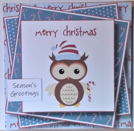 Merry Christmas Owls 4 8x8 by Hazel Underwood
