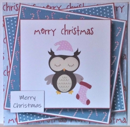 Merry Christmas Owls 3 8x8 by Hazel Underwood