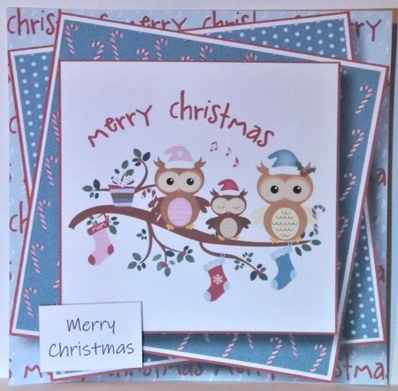 Merry Christmas Owls 1 8x8 by Hazel Underwood