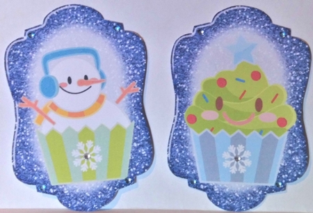 4 Blue glitter Christmas cupcake toppers by Hazel Underwood