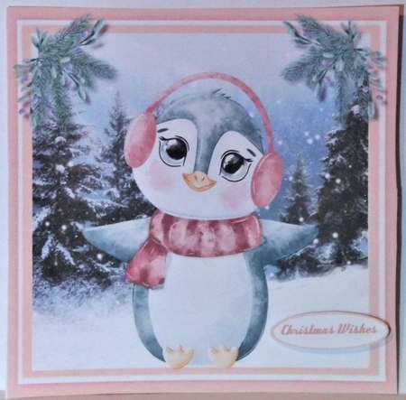 6x6 Penguin In Ear Muffs by Hazel Underwood
