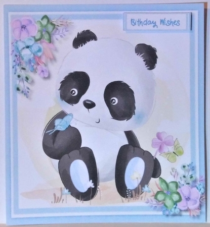 Pandas Blue Butterfly  by Hazel Underwood