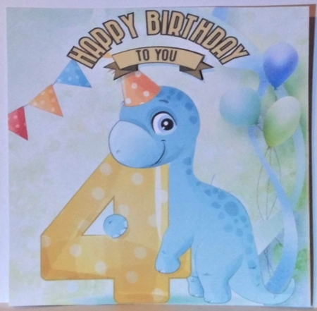 Lovely Balloons for Dinos (4th) Birthday 8x8 by Hazel Underwood