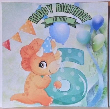 Lovely Balloons for Dinos (6th) Birthday 8x8 by Hazel Underwood