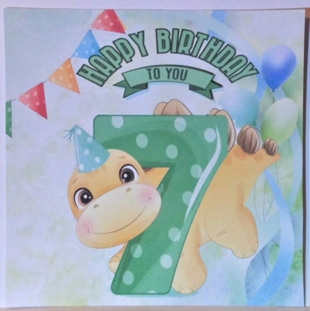 Lovely Balloons for Dinos (7th) Birthday 8x8 by Hazel Underwood