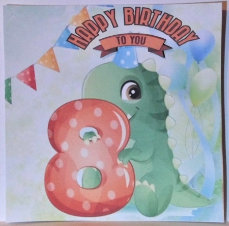 Lovely Balloons for Dinos (8th) Birthday 8x8 by Hazel Underwood